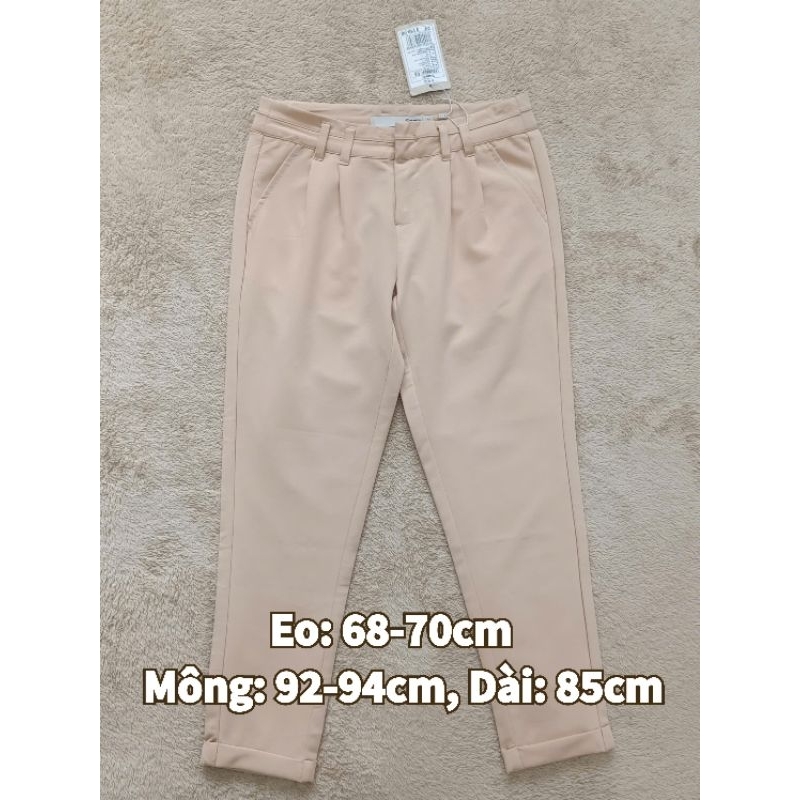 [HÀNG MỚI/NEW TAG] Quần tây nữ Semir màu da lưng cao cạp liền form ngắn đến mắt cá chân phối kiểu lậ