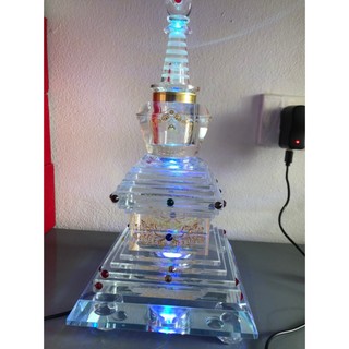 Tháp xá lợi Pha lê 25cm - Tháp Xá Lợi Cỡ Lớn đế 15x15cm