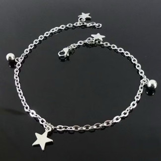 Lắc chân inox ngôi sao mix bi không đen không gỉ