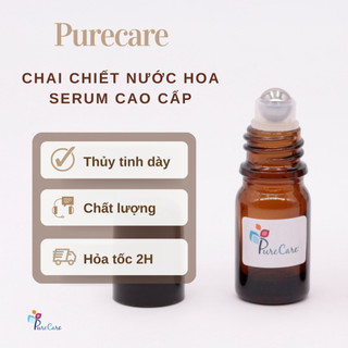 Chai bi lăn Thủy Tinh Nâu Amber bi thép loại 1, chống rò rỉ, chống kẹt bi, chiết tinh dầu nước hoa