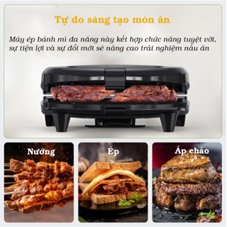 Máy kẹp ép nướng bánh mì, đồ ăn sáng chính hãng RAF [BH 12 Tháng]