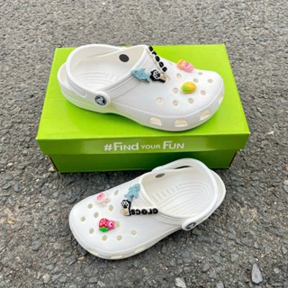 [Hàng chính hãng có lỗi cắt V] Dép sục crocs màu trắng cực đẹp ST, dép crocs cho nam và nữ, tặng thêm sticker
