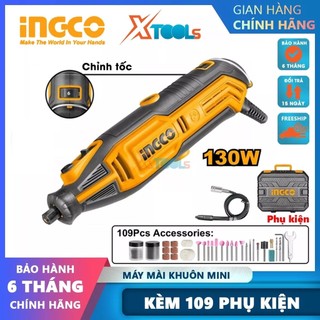  Máy mài khuôn cầm tay mini INGCO MG13328 130W có chỉnh tốc. Bộ máy mài khắc khoan mini 3.2mm kèm 109 phụ kiện và dây n 