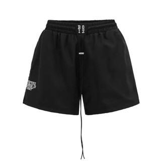 Quần short nam vải dù thêu chữ BOIZ màu đen trắng unisex streetwear năng động trẻ trung dễ phối đồ