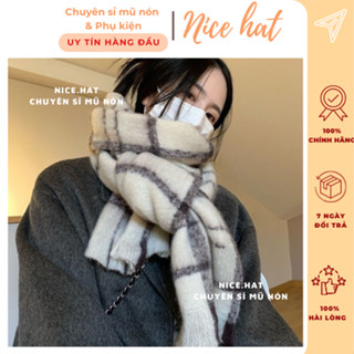  Khăn Quàng Cổ - Khăn Choàng Cổ Dạ Len Trắng Đen Ấm Áp Phong Cách Vintage KQ03 
