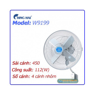 Quạt treo tường chinghai -w9199, cánh kim loại 450/500, quạt công nghiệp đài loan, bh 12 tháng chính hãng