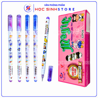Hộp 12 Cây Bút Gel Xóa Được Ngòi 0.5mm G-Star ER03 (Mực Xanh/Tím) - Màu Mực Đậm, Nét Nhỏ Thanh Mảnh - VPP Học Sinh Store