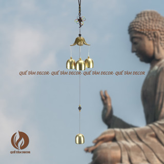  Chuông gió phong thủy bằng đồng hình đồng quan âm trang trí góc tu tập  chép kinh  decor tiểu cảnh - Quế Tâm Gia Lai . 