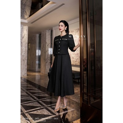 Set Áo Kiểu Và Chân Váy Xoè Nữ MY WAY Cổ Tròn Tay Lỡ Sang Chảnhc 3MVB1547 - 3MCXB251 - DE0