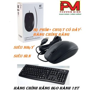  Bộ Bàn Phím Chuột Có Dây Logitech K120 + B100 - Hàng Chính Hãng Bảo Hành 12 tháng 