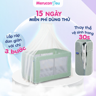 Cũi Cho Bé Autoru C5, Giường Trẻ Em Tích Hợp Cũi 2 Tầng Tiện Lợi, Tháo Ráp, Thay Thế Lưới Vải Nhanh Chóng