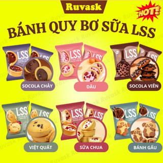 Bánh Quy Bơ Sữa LSS Mix Vị TÚI LỚN 1KG - Bánh Quy LSS Socola Sữa Chua  Việt Quất Thơm Ngon - Bánh Qui Ruvask