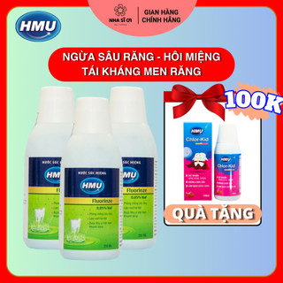 Combo 3 Nước súc miệng HMU Fluorinze 0,05% NaF 250ml ngăn ngừa sâu răng, chống ê buốt, hơi thở thơm mát - Đại Học Y