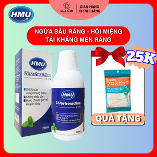 Nước súc miệng HMU Chlorhexidin 0,12% 250ml diệt khuẩn, ngăn ngừa sâu răng, niềng răng, chỉnh nha