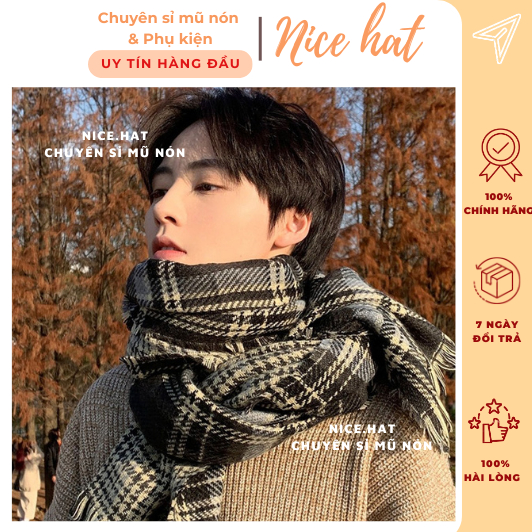 Khăn Quàng Cổ Nam - Khăn Choàng Cổ Len mùa đông Ấm Áp Phong Cách Vintage -  KQ04