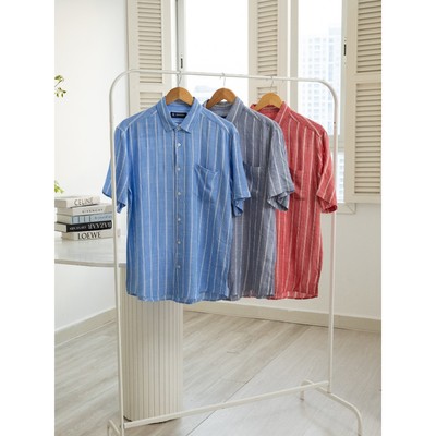 [Bigsize] Áo sơ mi BR tay ngắn vải linen mềm mỏng mịn nhẹ thoáng mát, form regular fit- Bravery