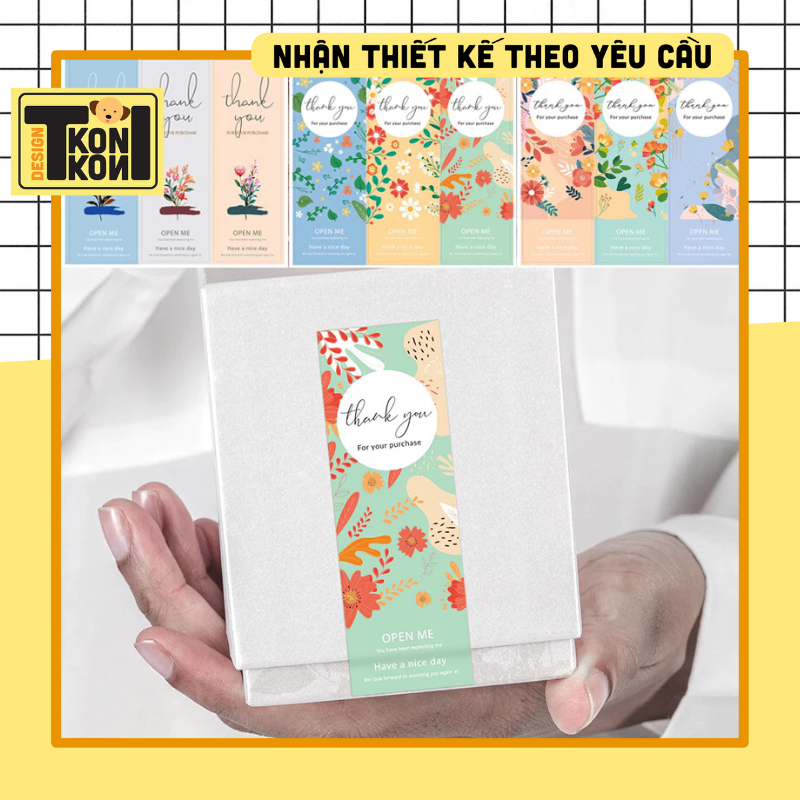 [SẴN] Set 90 Tem Thank You Size 9x3 cm - Decal Dán Hộp Carton, Tem Dán Niêm Phong Hộp - Thank You Fo