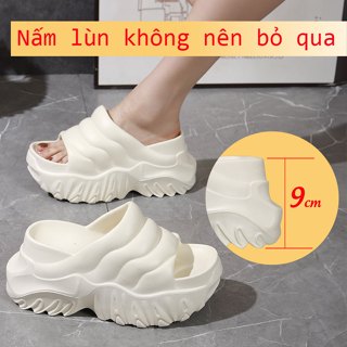 Dép nữ đế cao 9cm Vỏ Sò, dép đế cao 9 phân quai ngang sang chảnh cho girl phố đi dạo, đi biển SAKI