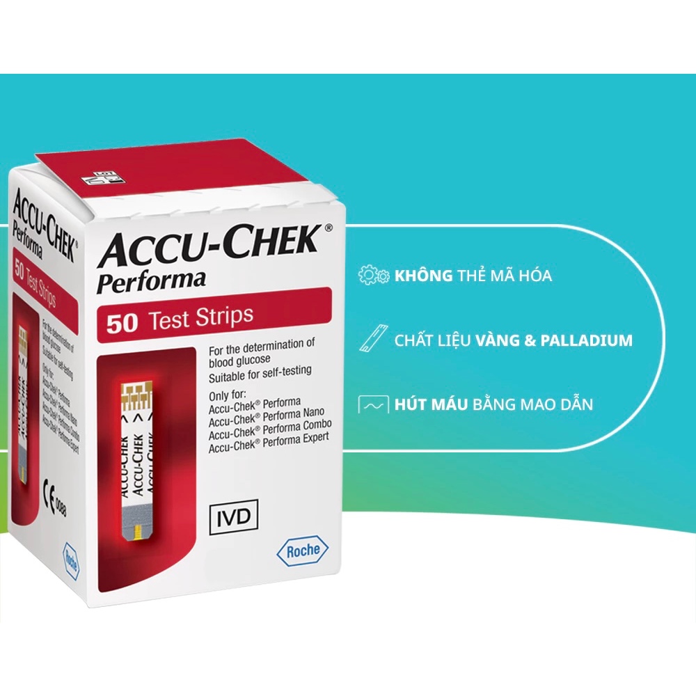 Que thử đường huyết Accu Chek Performa 50 que (Date mới )