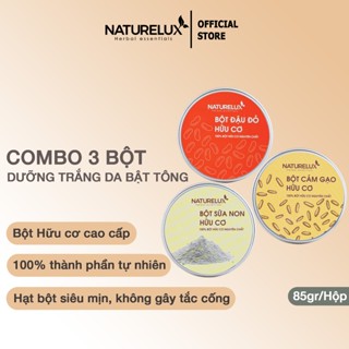 Combo 3 Bột dưỡng trắng da hoàn hảo gồm Bột Đậu Đỏ, Sữa Non, Cám Gạo Naturelux (85gr/hộpx3)