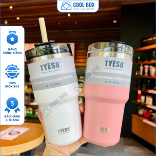 Ly giữ nhiệt Tyeso 600/900 ml, cốc giữ nhiệt cao cấp 600-890ml inox 304 COOLBOX inox 304 chính hãng