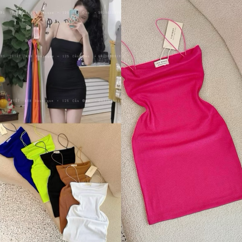 Đầm body 2 dây bún (thun gân)
