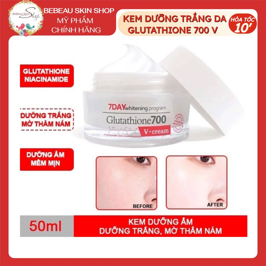 Kem trắng da whitening program Glutathione 700 V- cream - Bebeau
