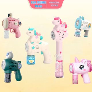 Súng Thổi Bong Bóng Xà Phòng Hình Dáng Ngộ Nghĩnh Cho Bé, Máy Bắn Pony, Kỳ Lân, Robot, Phi Hành Gia, Tai Thỏ, Haloween