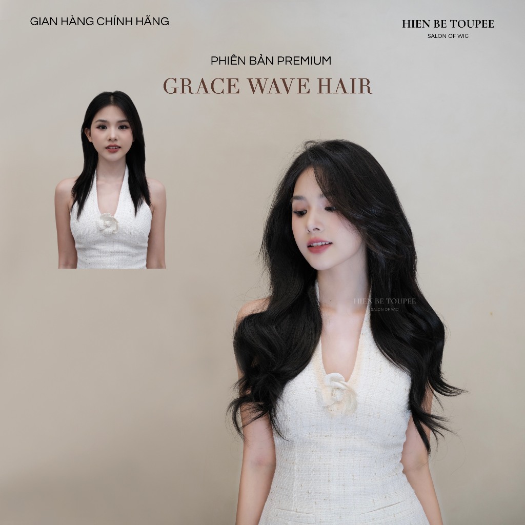 Tóc Kẹp 6 Phím HIEN BE TOUPEE Xoăn Sóng 40cm PREMIUM  Sợi Keratin