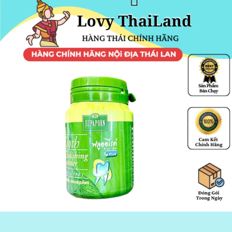 Bột tẩy trắng răng Supaporn Tooth Polishing Powder Thái Lan 90g sạch răng, thơm miệng, ngừa sâu răng