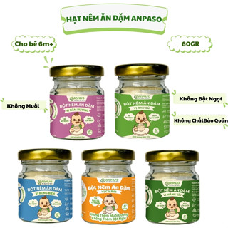 Hạt nêm cho bé ăn dặm Anpaso, Bột nêm vị rau củ nấm hương măng tây rong biển tự nhiên, Gia vị ăn dặm cho bé từ 6m+