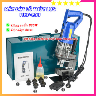 Máy đột lỗ thủy lực  Đài Loan chạy điện cầm tay MHP-20 - Đột bản thép, sắt dày 6 li - BH 12 tháng