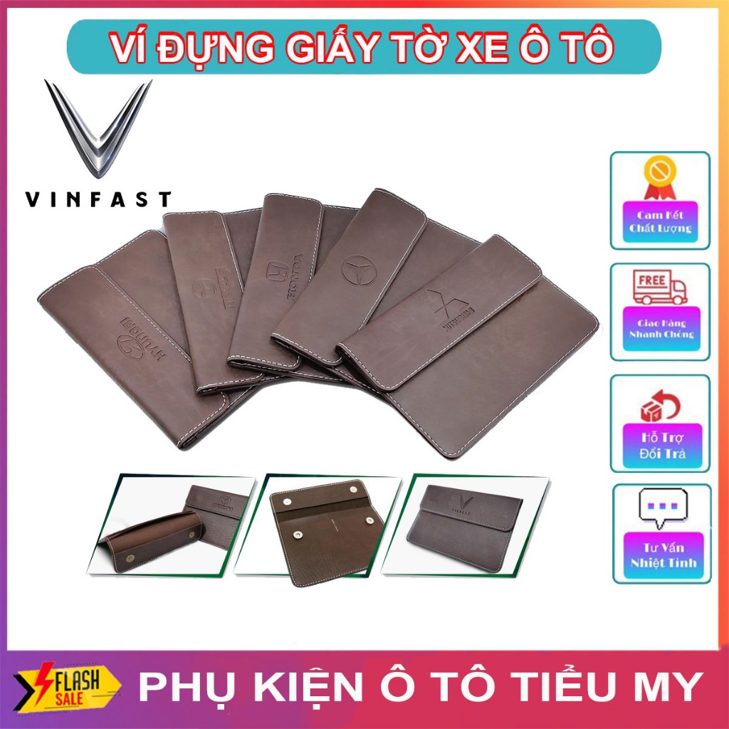 Ví Đựng Giấy Tờ Xe Ô Tô Giấy Đăng Kiểm Ô Tô Da Pu Cao Cấp Logo VINFAST Và Nhiều Logo Khác, Bền Đẹp