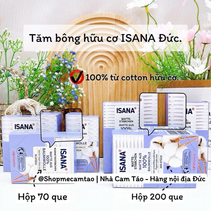 Tăm bông cotton hữu cơ ISANA ĐỨC