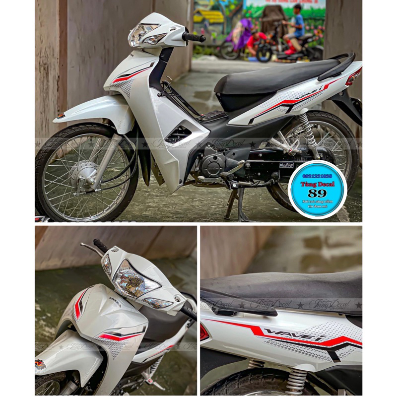 Decal Tem rời (trong) wave 110 đỏ đen Zin  (che tem zin) , tem 4 lớp chống phai màu