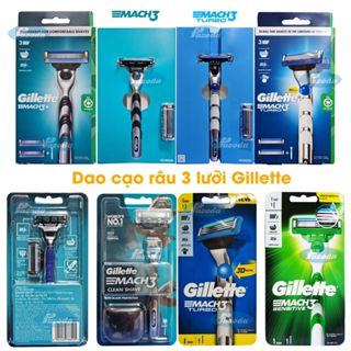 Dao cạo râu 3 lưỡi Gillette Mach3/ Sensitive/ Turbo 3D (cạo sạch râu nhanh chóng)
