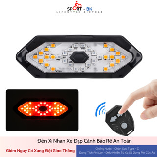 Đèn Xi Nhan Xe Đạp Không Dây, Đèn Hậu Pin Sạc Siêu Sáng, Đèn Cảnh Báo Gắn Cổ Yên 5 Chế Độ Cảnh Báo