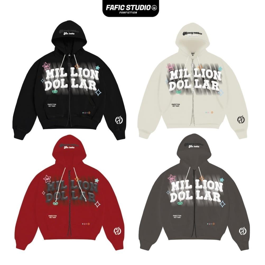 Áo Khoác Hoodie Nỉ Bông Nam Nữ Boxy Million Dollar FAFIC Studio Form Rộng Khóa 2 Chiều – Hoodie Nữ Momo Shop
