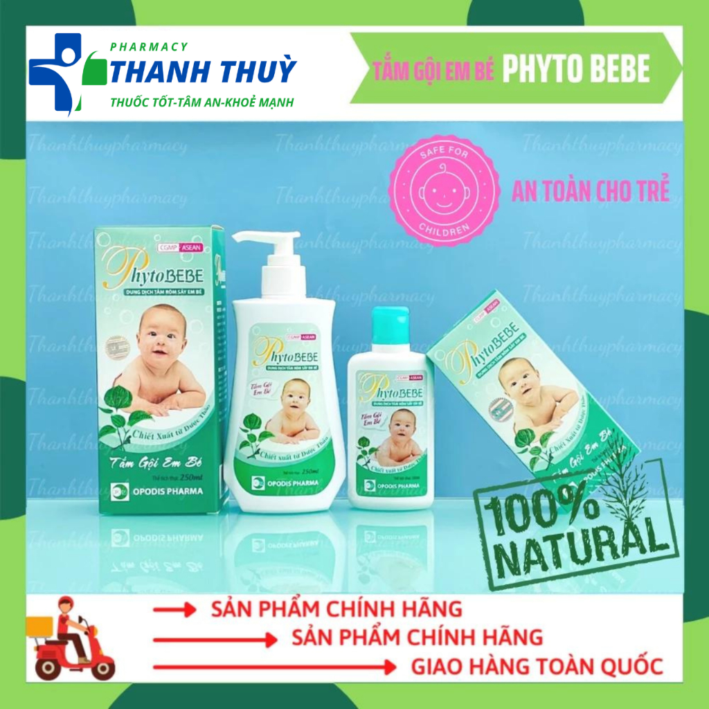PHYTOBEBE [Chai 100-250ml] DUNG DỊCH TẮM RÔM SẢY EM BÉ