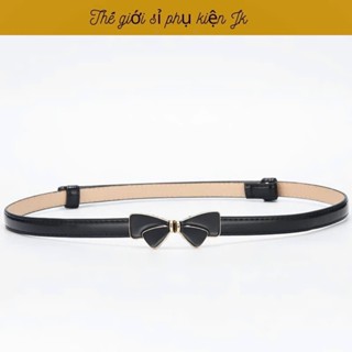   19PU Thắt Lưng Da Bản Nhỏ Phối Khóa Có Nơ Dành Cho Nữ 1cm 