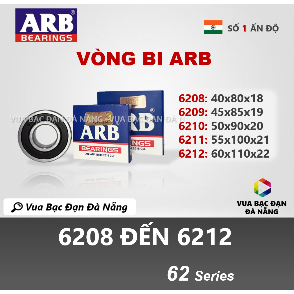 [Cao cấp] Vòng bi bạc đạn ARB 6208 6209 6210 6211 6212 chính hãng Ấn Độ chất lượng cao - Vua Bạc Đạn