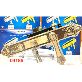   chính hãng  04186 Khoá ĐỒNG cao cấp Việt Tiệp dùng cửa Gỗ 2- 4 cánh dài 40cm- Bảo hành 3 năm 