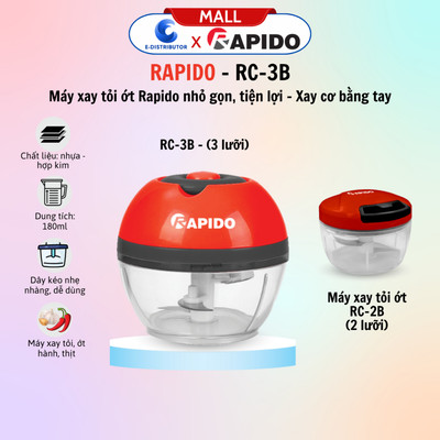 [HỎA TỐC] Máy xay tỏi ớt mini đa năng Rapido RC-2B/RC-3B (Dung tích 180ml) - 100% chính hãng