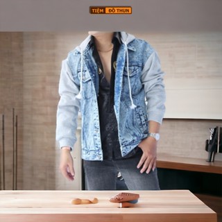 Áo khoác nam basic jean phối nỉ mặc mùa thu đông thời trang phong cách trẻ trung