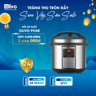 Nồi Áp Suất Điện Đa Năng OLIVO PC60 1000W Dung Tích 6L, Màn Hình Cảm Ứng, 16 Chức Năng Cài Sẵn