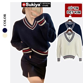 Áo Len Nữ Cổ Tim Xinh SUKIYA Chất Len Lông Thỏ Mềm Mại Dày Dặn mẫu Mới AL96