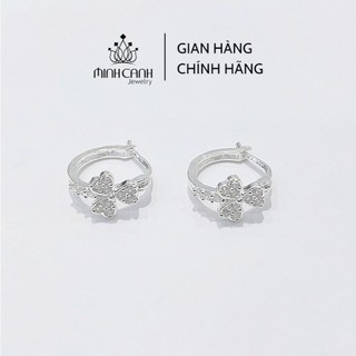 Hoa Tai Bạc Cỏ 3 Lá Khóa Bấm Đính Đá - Minh Canh Jewelry