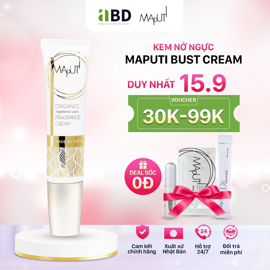 Kem nâng ngực upsize, tăng vòng 1, Vòng 3 săn chắc & sexy Nhật Bản - Maputi Bust Cream 60g