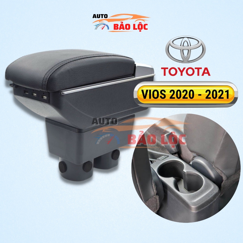 Hộp Tỳ Tay Ô Tô Xe Toyota Vios Cao Cấp Đời 2020-2022 (Mẫu 2 Chân Cốc ) Chuẩn 100% - Có Nhiều Cổng Us