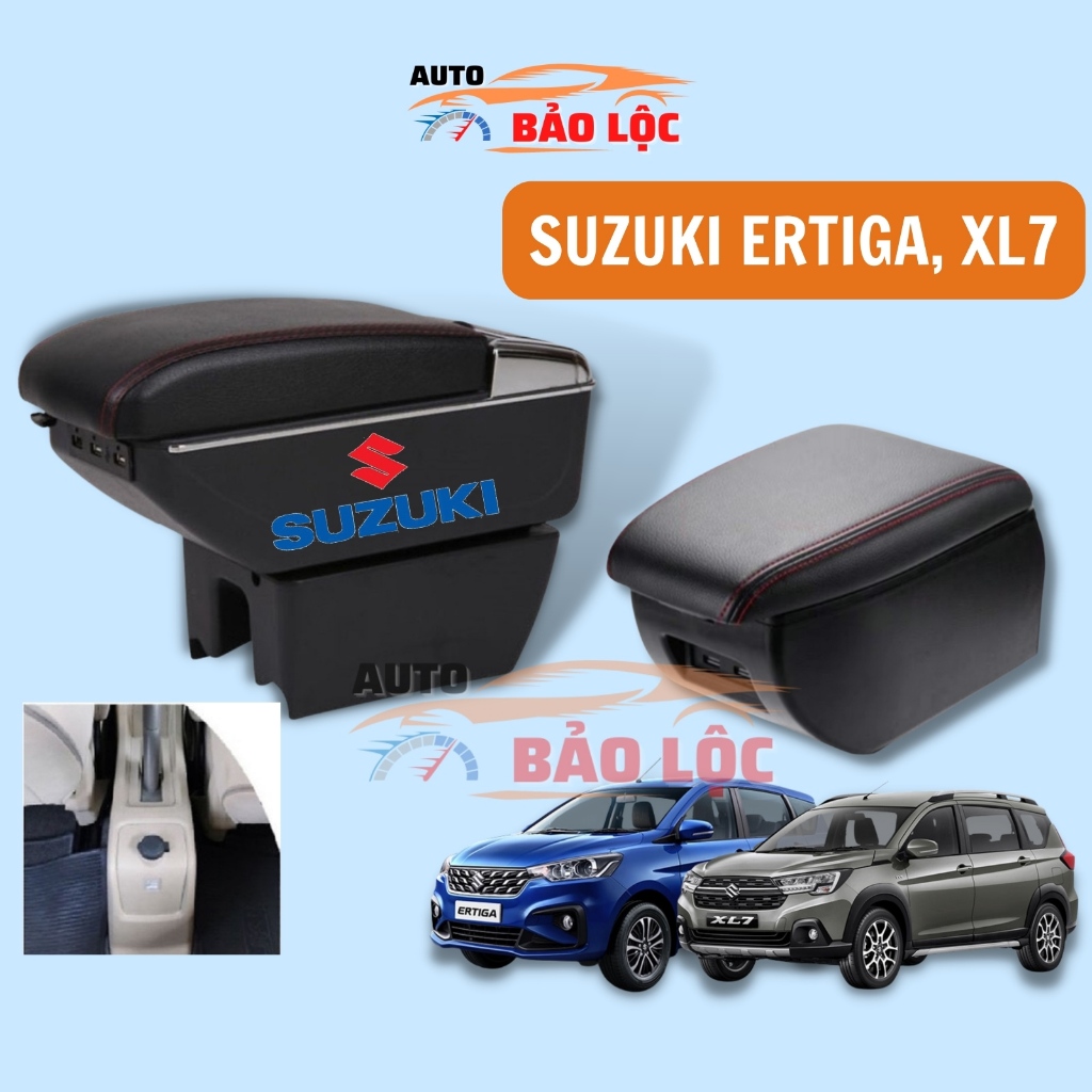 Hộp Tỳ Tay, Bệ Tỳ Tay Xe Suzuki Ertiga, XL7 Màu Đen Có Cổng USB Lắp Đặt Dễ Dàng